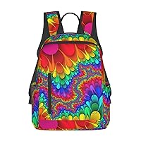 Rainbow Tie Dye-Red Print Large-Capacity Backpack, Simple And Lightweight Casual Backpack, Travel Backpacks