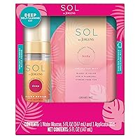 SOL by Jergens Self Tanner Water Mousse in Deep Self Tanning Kit, Dye-free Sunless Tanning Foam and Tanning Mitt, Cruelty Free, Vegan Friendly Self Tanning Mousse, 5 Oz + 1 Mitt