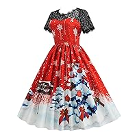 Womens Outfits Dressy Casual,Women Dress Easter Short Sleeve Lace Dress Long Elegant Dress Evening Party Prom W