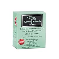 Karma Organic Natural Nail Polish Remover Wipes with Soybean and Tea Tree Oil, 100% Soy Based, Non-Toxic, Vegan, Cruelty-Free – Pack of 10