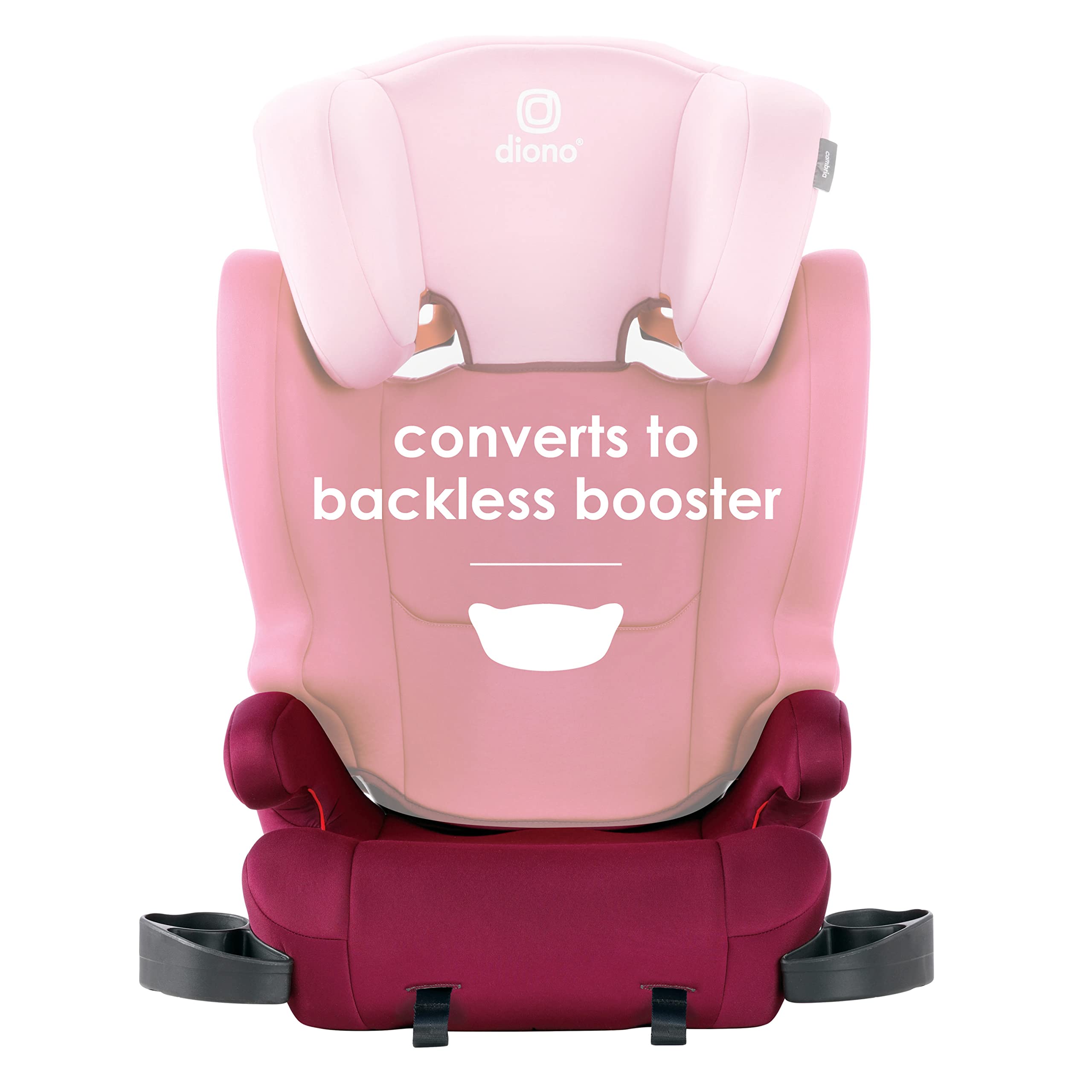 Diono Cambria 2 XL 2022, Dual Latch Connectors, 2-in-1 Belt Positioning Booster Seat, High-Back to Backless Booster with Space and Room to Grow, 8 Years 1 Booster Seat, Pink