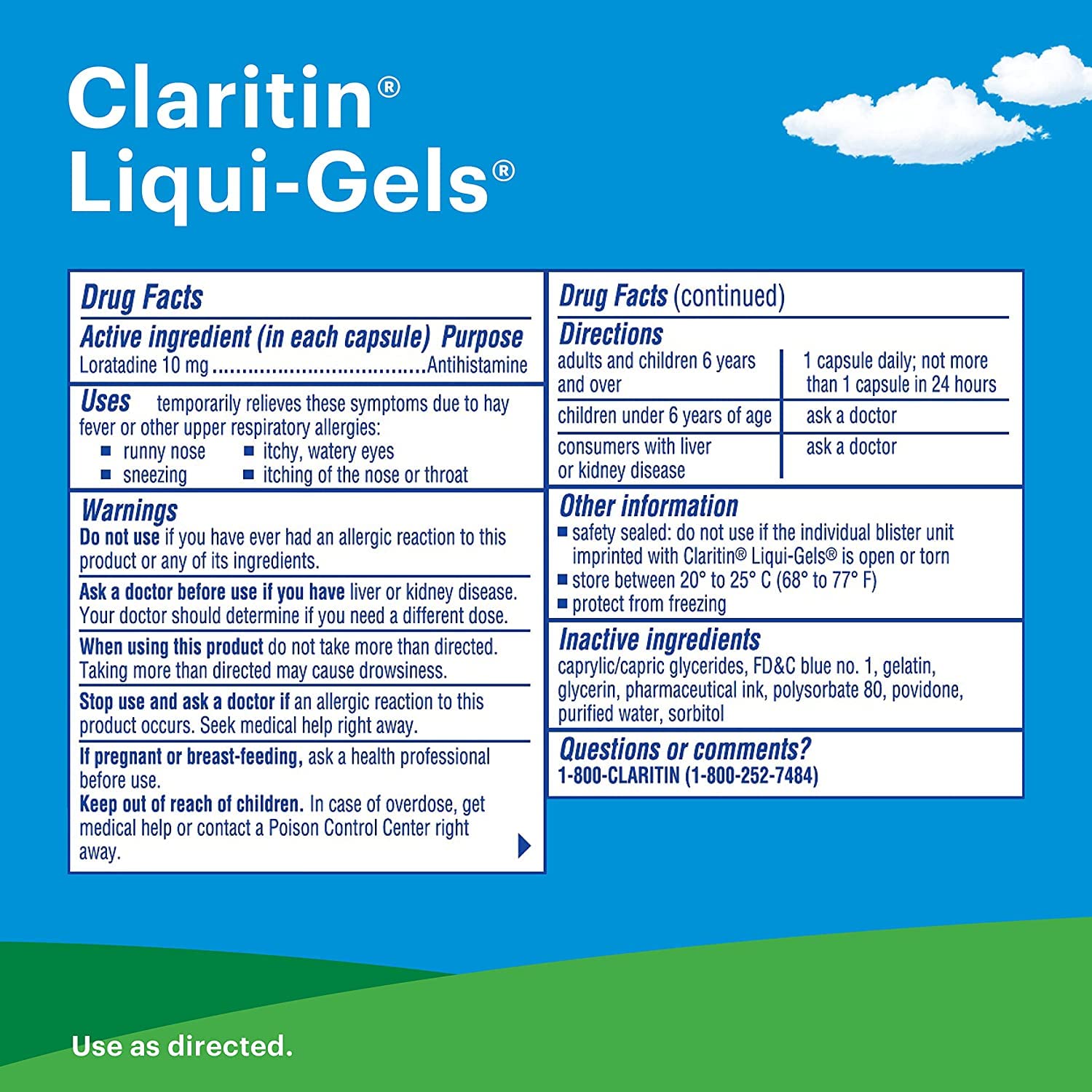 Claritin 24 Hour Allergy Medicine, Non-Drowsy Prescription Strength Allergy Relief, Loratadine Antihistamine Liqui-Gels, 1x30, 1x10, 1x60, 100 Total Liqui-Gels