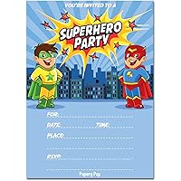 30 Superhero Birthday Invitations with Envelopes (30 Pack) - Kids Birthday Party Invitations for Boys or Girls