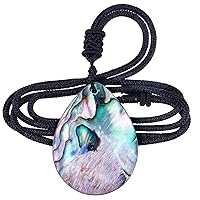 TUMBEELLUWA Adjustable Abalone Necklace for Women and Men Sea Shell Pendant with 18.11”-25.2” Cord