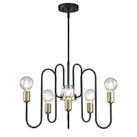 Westinghouse 6576000 Spencer Six-Light Indoor Chandelier, Matte Black Finish with Antique Brass Accents