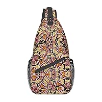 Pizza Pattern Print Sling Bag Crossbody Sling Backpack Travel Hiking Chest Bags For Women Men