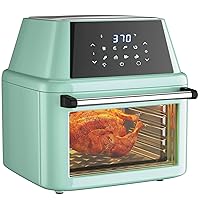 8 in 1 Automatic Air Toaster Oven, 1800W 19 QT Countertop Oven Toast Cooker w/1-60 Min Timer, 90-400°F Temp Control, 8 Preset Functions & LED Display for Pizza/Chicken/Cookies (Green)