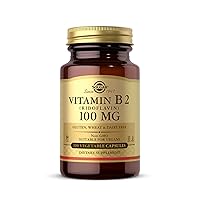 Vitamin B2 (Riboflavin) 100mg, 100 Vegetable Capsules - Energy Metabolism, Healthy Nervous System - Non-GMO, Vegan, Gluten Free, Dairy Free, Kosher, Halal - 100 Servings