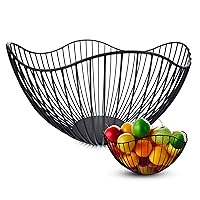 Metal Wire Fruit Basket Fruit Bowl for kitchen Counter Modern Home Storage Decorative Centerpiece Countertop Bowl Stand Produce Holder Wire Basket Storage for Vegetables Fruits Bread Snacks