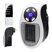 Toasty Heater Small Plug In Heater | Portable Electric Space Heater Indoor with LED Display | Energy Efficient 500W Wall Outlet Heater Adjustable Thermostat, Timer, Safe, Quick Heating