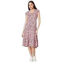 Tommy Hilfiger Women's Ditsy Floral Midi Tiered Dress