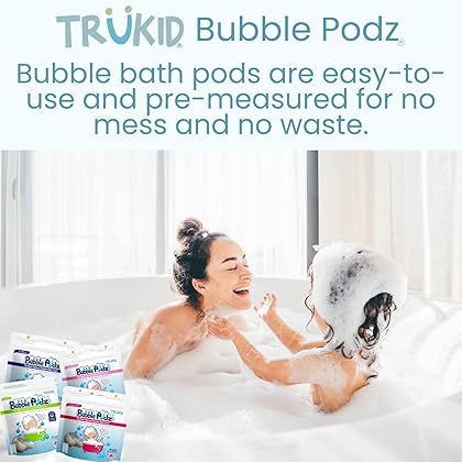 TruKid Bubble Podz Bubble Bath for Baby & Kids, Gentle Refreshing Bath Bomb for Sensitive Skin, pH Balance 7 for Eye Sensitivity, Natural Moisturizers and Ingredients, Yumberry (24 Podz)