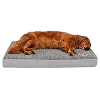 Furhaven Orthopedic Dog Bed for Large Dogs w/ Removable Washable Cover, For Dogs Up to 95 lbs - Ultra Plush Faux Fur & Suede Mattress - Gray, Jumbo/XL