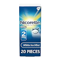 Nicorette 2 mg Nicotine Gum to Help Quit Smoking - White Ice Mint Flavored Stop Smoking Aid, 20 Count