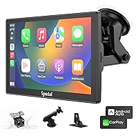 Spedal 9 Inch Wireless Carplay & Android Auto with 1080P Backup Camera, Portable Car Stereo with Car Play Touch Screen, Navigation with Mirror Link, Bluetooth, AUX/FM, Gift of Drive Mate