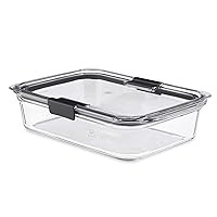 Rubbermaid Brilliance Glass Storage 8-Cup Food Container with Lid (2 Pieces Total), 1-Pack, Clear