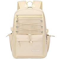 Laptop Backpack for Women Girls 17 Inch Mesh School Bag, Unisex Student Bookbag Waterproof Backpack for College Work Travel,Khaki Backpack