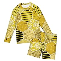 Geometric Honey Boys Rash Guard Sets Two Piece Swimsuit Set Swim Trunks Set Sunsuit