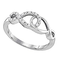 Dazzlingrock Collection 0.1 Carat (Ctw) Round Diamond Fashion Ring 1/10 Ctw, Sterling Silver