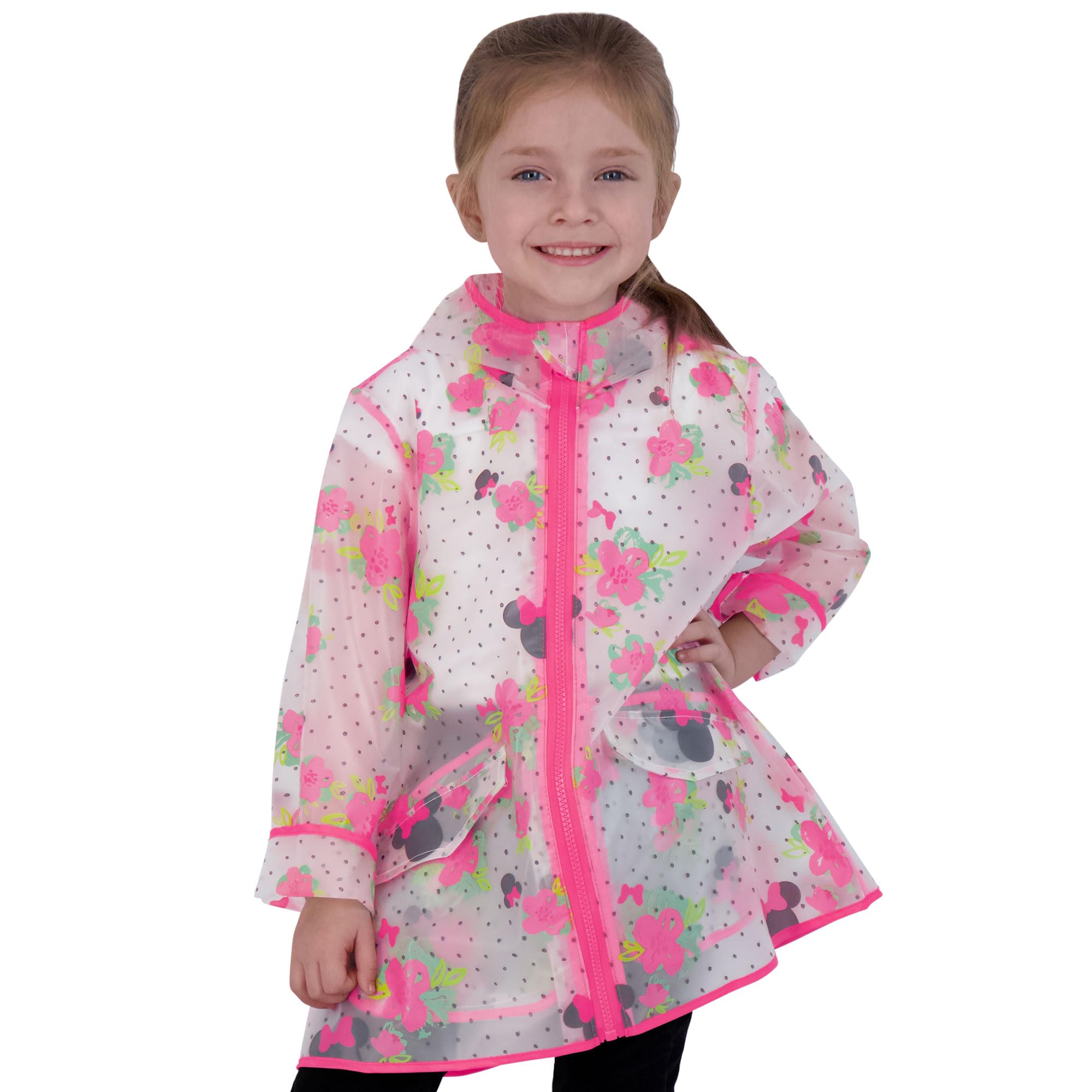 Disney Girls Coat Minnie Mouse Or Princess Toddler Raincoat for Kids 2-7 Years-Rain Poncho Clear with Hood