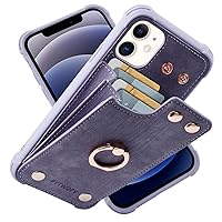 iPhone 12 Pro/12 Wallet Case with Credit Card Holder,Leather Shockproof Protective Phone Cover Supports 360°Rotation Ring Stand and RFID Blocking for iPhone 12 Pro,iPhone 12,Lavenders
