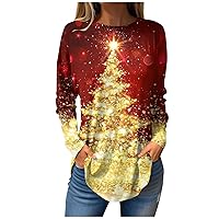 Long Sleeve Shirts for Women Loose Fall Hippie Tshirts O Neck Pullover Dressy Casual Tunic Tops Printed Sweatshirts