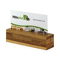 PACKNWOOD 210BSIGN33 - Bamboo Card Holder - Business Card Holder Bamboo - Rectangle Place Card Holders - Bamboo Card Place Holder Stand - (4in x 1in x 1in) - 100 pcs