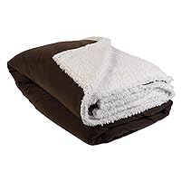 DII Luxury Home Collection Sherpa Fleece Throw Blanket, 90x90, Chocolate Brown