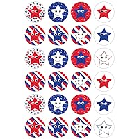 Hygloss Products Patriotic Glossy Smiley Stars and Stripes Stickers - 480 Stickers, 20 Sheets