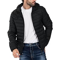 Men's Lightweight Puffer Jacket Hooded Water Resistant Winter Jackets for Travel Running Hiking