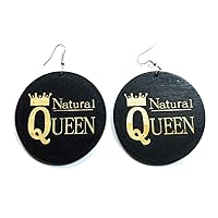 Natural Queen Black African American Wood Jewelry Fashion Accessories Hook Earrings