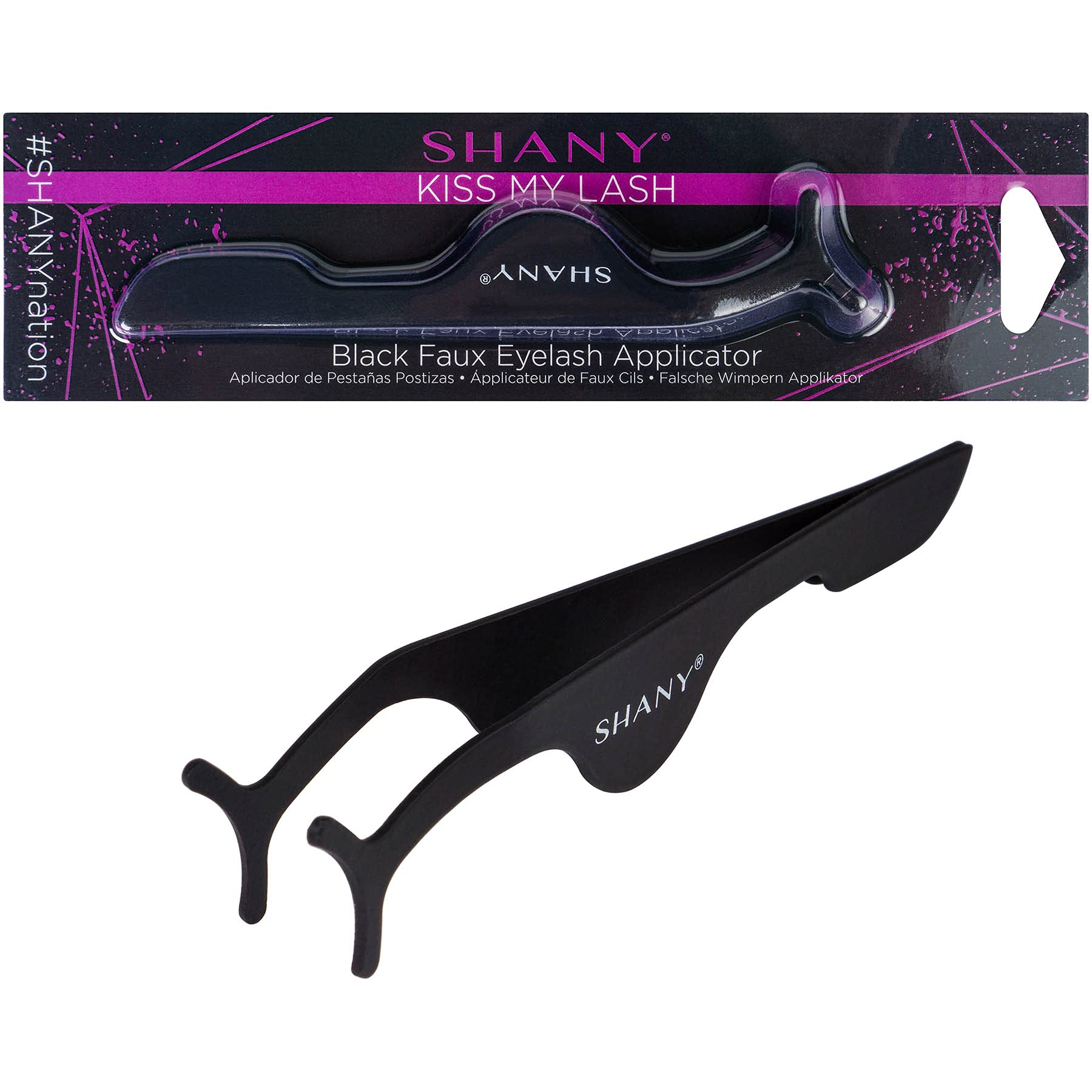 SHANY Kiss My Lash Faux Eyelash Applicator - Eyelash Extension Durable Stainless Steel Tweezers - Applicator/Remover - BLACK