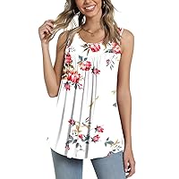 CATHY Women's 2024 Summer Sleeveless Tank Vest Casual Ruffle Tunic Top Loose Comfy Blouse T-Shirts