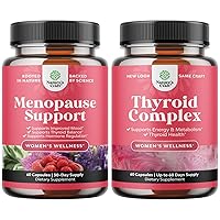 Natures Craft Bundle of Herbal Menopause Supplement and Advanced Thyroid Support for Women with Ashwagandha - Perfect for Estrogen Balance - with Iodine L Tyrosine Rhodiola and Astragalus Root