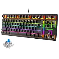 Mechanical Gaming Keyboard, RGB Backlit Keys, Spill-Resistant, Dedicated Multi-Media Keys, 87 Keys Full Anti-ghosting Essential Gaming Keyboard, QWERTY Layout, for PC PS4 PS5 Xbox one - Black