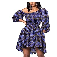 African Dresses for Women Wax Ankara Print Knee-Length Clothing Dashiki Party Wear