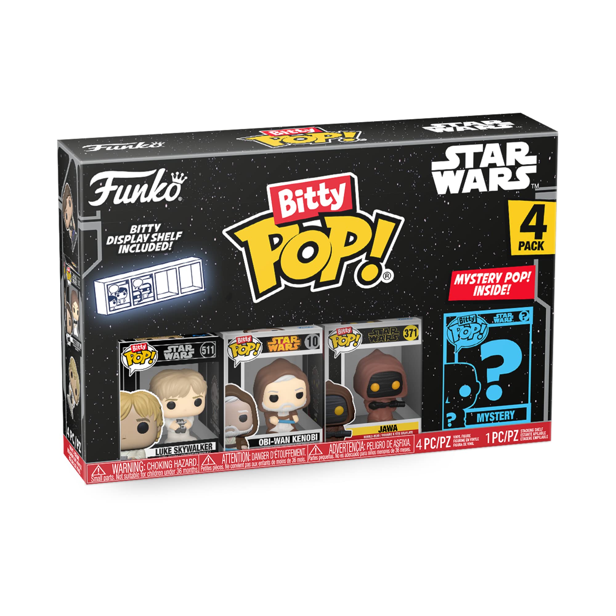 Funko Bitty Pop! Star Wars Mini Collectible Toys - Luke Skywalker, OBI-Wan Kenobi, Jawa & Mystery Chase Figure (Styles May Vary) 4-Pack