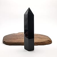 540g Natural Obsidian Crsytal Obelisk/Quartz Crystal Wand Tower Point Healing