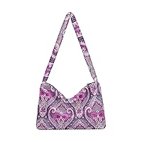 Ladies Soft Plush Underarm Bag Purple-bohemian-paisley-palid Fluffy Shoulder Bag Women Furry Purse Handbag