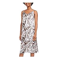 Women's Slip Dress Medium Animal Print Satin Brown M