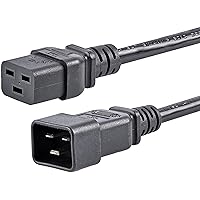 StarTech.com 6ft (1.8m) Heavy Duty Extension Cord, IEC 320 C19 to IEC 320 C20 Black Extension Cord, 15A 250V, 14AWG, Heavy Gauge Extension Cable, Heavy Duty AC Power Cord, UL Listed (PXTC19C20146)
