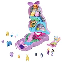 Polly Pocket Mini Toys, Mama and Joey Kangaroo Purse 2-in-1 Compact Playset with 2 Micro Dolls and Accessories, Travel Toys, HKV50