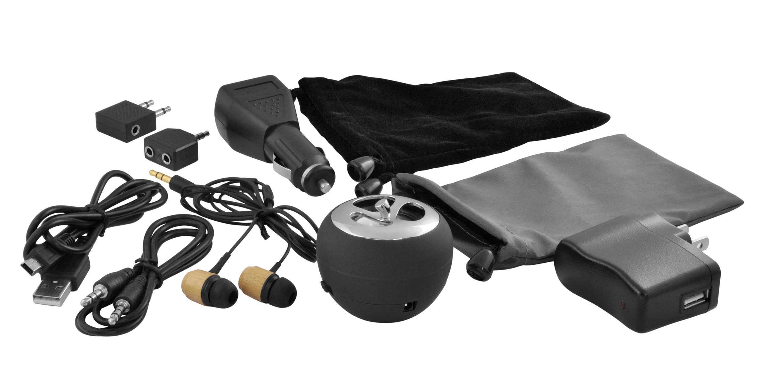 iPod Accessory, Ematic 11 in 1 iPod MP3 Accessory Kit with Wood Earbuds and Portable Speaker [ EI030 ]