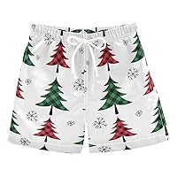 Buffalo Plaid Christmas Tree Boys Swim Trunks Swim Beach Shorts Baby Kids Swimwear Board Shorts Beach Vacation,2T