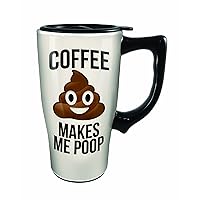 Spoontiques - Ceramic Travel Mugs - Coffee Makes Me Poop Cup - Hot or Cold Beverages - Gift for Coffee Lovers