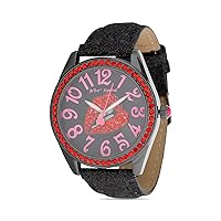 Betsey Johnson Women's Watch - Vegan Leather Strap Rhinestone Studded Wristwatch, Quartz Movement
