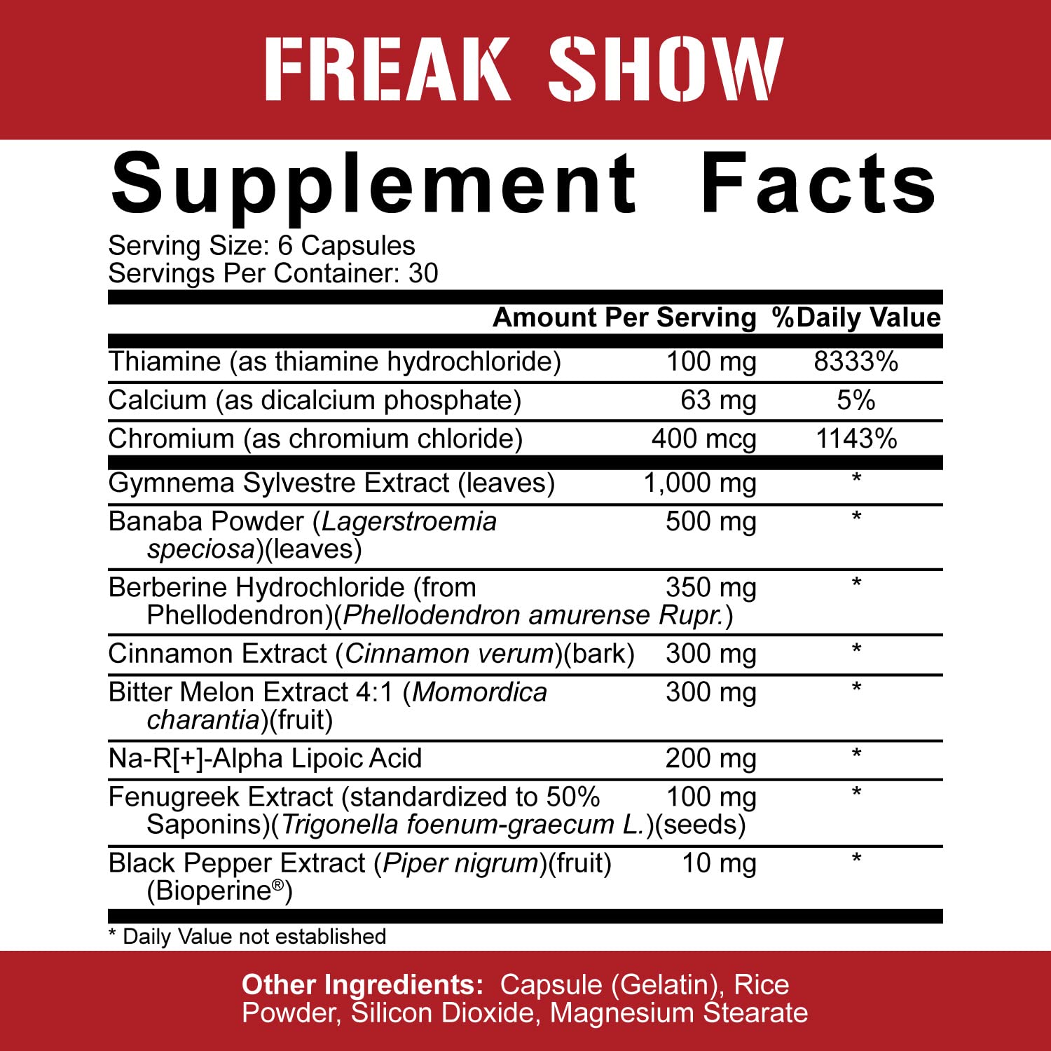 5% Nutrition Rich Piana Freak Show | Carb Partitioner, Glucose Disposal Agent & Insulin Support Supplement for Building Muscle | Berberine, Gymnema Sylvestre, Banaba Powder |180 Capsules (30 Days)