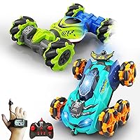 RC Cars 4WD Gesture Sensing Remote Control Stunt Car Green and 6WD Rc Drift Car Green for Boys Girls Kids Children Party Birthday