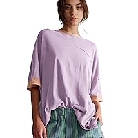 Songling Womens 3/4 Length Sleeve Casual Loose Fit Summer Tee Shirt Basics Cotton t Shirts Trendy Tops