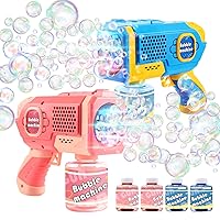 Bubble Gun with 2 Pack Bubble Liquid, Bubble Machine for Toddlers with  360-Degree Leak-Proof Design, Ergonomic Grip, Automatic Bubble Guns for  Kids